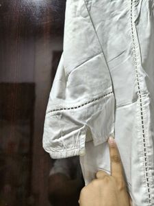Chic White Cotton kurti Top