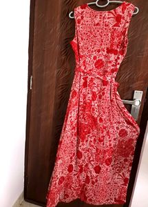 Red Floral Sleeveless Maxi Dress
