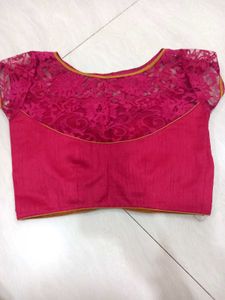 Elegant Pink Lace Saree Blouse