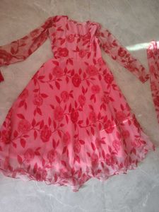 pink Floral Kurta Set
