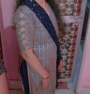 Stylish Grey Kurti with Unique Sleeves