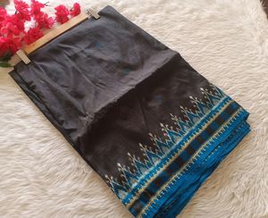 Black With Blue Bordered Saree