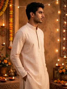 Men's Peach Kurta