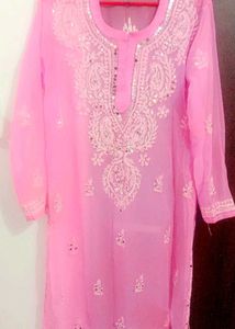 Beautiful Pink Chikankari Kurta