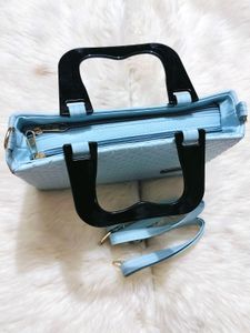 Quilted Blue Top Handle Bag