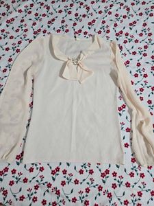 Elegant Sheer Sleeve Blouse