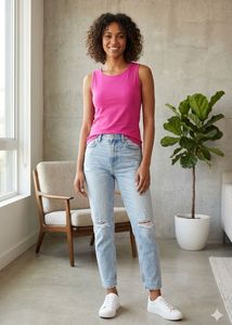 Bright Pink Sleeveless Tank Top