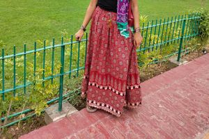 long ajrakh print skirt