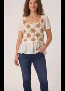 Boho Crochet Flower Peplum Top