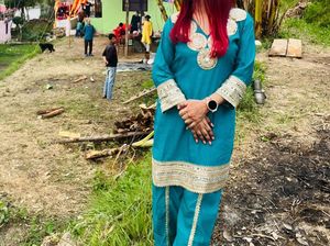 combo offer Teal Embroidered Kurta with pant cord