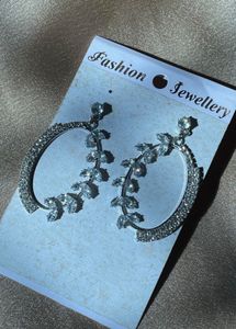 Elegant Hoop Earrings with Leaf Design