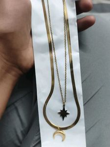 Layered Moon &amp; Star Necklace