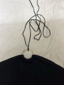 Black Halter Top with Ring Detail