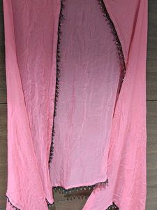 Elegant Pink Dupatta with Embellished Border