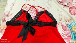 Sexy Red Babydoll with Black Lace Trim