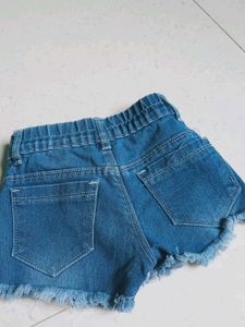 Denim Shorts with Butterfly Embroidery