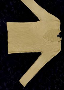 Bright Yellow V-Neck Ribbed Sweater