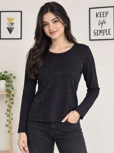 Sparkly Black Long Sleeve Top