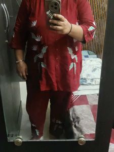 Maroon Kurta Set with Floral Print