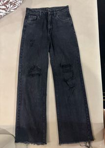 Washed Black Wide Leg Jeans