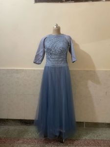 Elegant Blue Tulle Gown