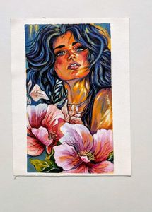 Vibrant Abstract Woman Portrait Painting