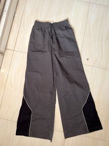 Grey Wide Leg Track Pants