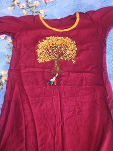Maroon Anarkali Kurta with Tree Embroidery