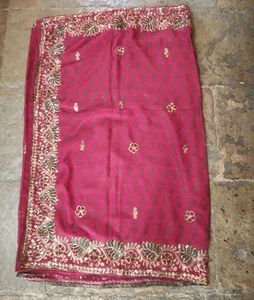 Magent Embroidered Saree