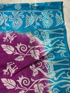 Blue & Light Purple  Silk blend Saree