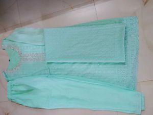 Elegant Mint Green Chikankari Kurta Set