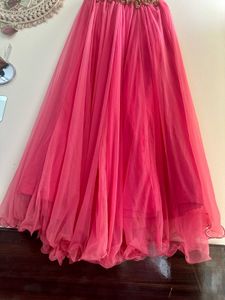 Flamingo pink Skirt-Palazzo &amp; Top Chunni Set