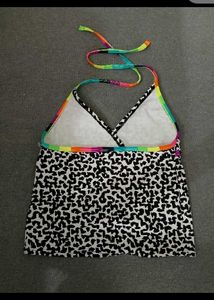 Leopard Print Bikini Top with Rainbow Straps