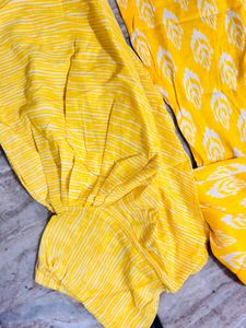 Bright Yellow Printed Kurta Set with Dupatta