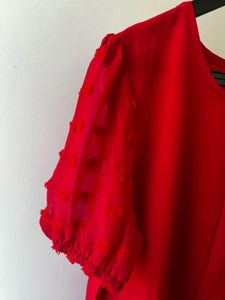 Chic Red Mini Dress with Puff Sleeves