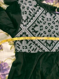 Embroidered Black Tunic Top