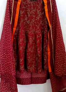 Elegant Maroon Kurta Set with Dupatta