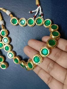 Green kundan back minakari Necklace