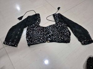 Sparkling Sequin Blouse with Lace Sleeves