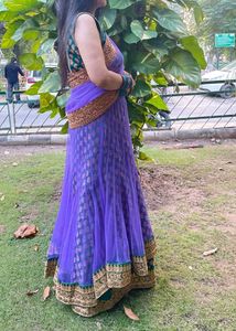 Purple brocade Lehenga saree By Neena Sehgal