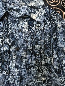 Blue Floral Print Ruffled Blouse