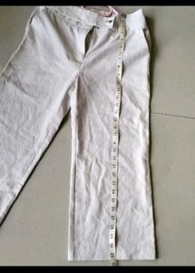 Cream Cropped Wide-Leg Pants