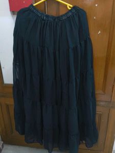 Flowy Tiered Black Chiffon Skirt