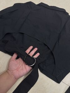 roadster crop black cut out shirt