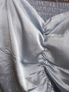 Satin Smocked Long Sleeve Top