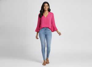 Vibrant Pink Bell Sleeve Top