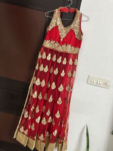 Red Embellished kurta Set with palazzo