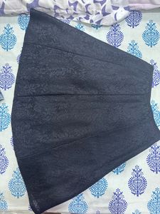 Embroidered Black Short Skirt