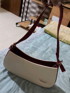 Chic Cream &amp; Burgundy Crossbody Bag