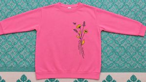 Pink Floral Embroidered Sweatshirt